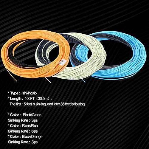 M MAXIMUMCATCH Maxcatch Sinking Tip Fly Line Weight Forward Fishing Line, 3ips/6ips, 4/5/6/7/8 F/S - color: Lemon Green/Black, 3ips, size: WF-5F/S