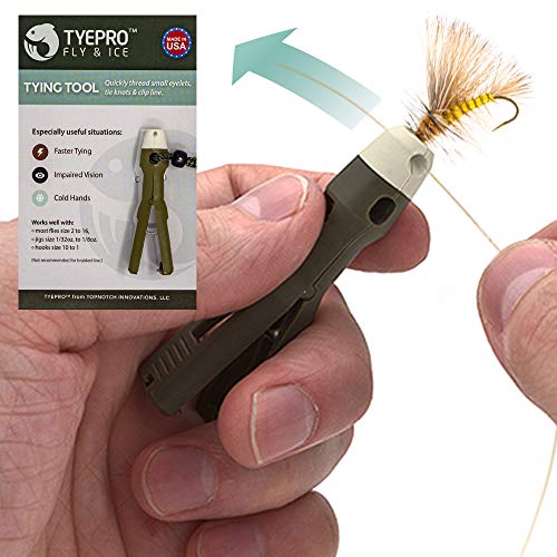 Fly and Ice Fishing Knot Tying Tool | Easily Tie Knots, For Flies, Hooks, and Jigs, Grip Eyelet, Thread Line, Tie Knot and Clip Line