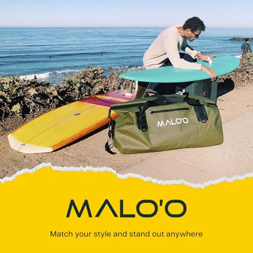 Malo’o Waterproof Dry Duffel, Heavy-Duty Roll Top Waterproof Gear Bag with Shoulder Strap & Molle Loops, Marine Duffel for Kayaking, Boating, Camping, Beach & Travel, Dark Green, 100L - color: Dark Green, size: 100L