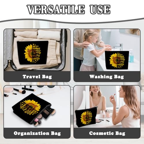 Sunflower Cosmetic Bag For Women, Sunflower Gifts For Women, Floral Makeup Pouch, Travel Toiletry Bag With Zipper, Birthday Graduation Inspirational Gifts Best Friend Bestie Her - color: Sunflower