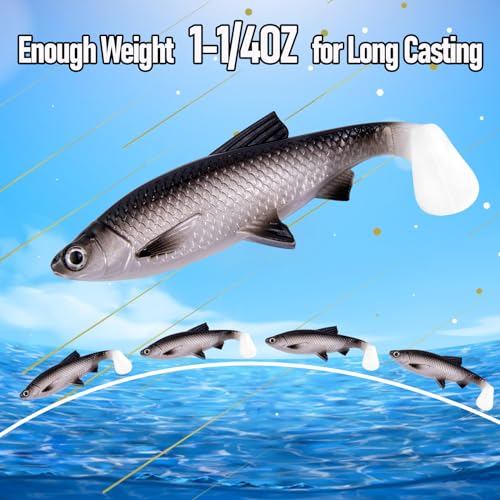 Alwonder 2-Pack Fishing Swimbait Soft Plastic Lures Saltwater, 6.1IN Texas Rig Paddle Tail Swim Baits Freshwater, Sinking Paddle Tail Soft Lure Bait for Pike Musky Bass Tarpon Halibut Mackerel Grouper - color: Yellow