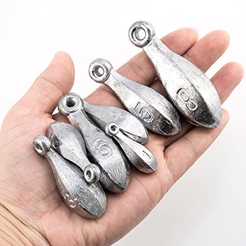 Dr.Fish Bank Sinkers Lead Fishing Weights, 1-32oz/2LB, Freshwater Catfishing Weights River Channel Surf Fishing Saltwater - size: 3oz-5 Pack