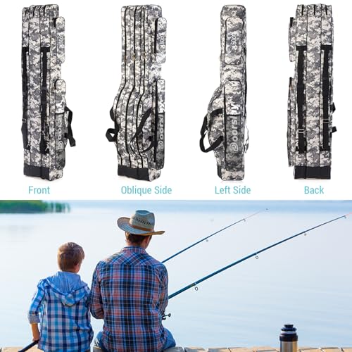 Fishing Bag Portable Folding Fishing Tackle Storage Bags Oxford Fishing Rod Case Fishing Pole Bag Carry Organizer Outdoor Waterproof for Fishing Camping Hiking Traveling - color: City camouflage, size: 150cm