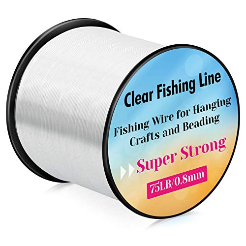 Strong Fishing Line Clear, Acejoz Fishing Wire 0.3mm, 0.45mm, 0.8mm Invisible Hanging Wire Nylon String Heavy Duty Monofilament Line for Hanging Decoration Balloon Garland Crafts - color: 0.8mm