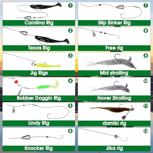 FONMANG 322-Piece Fishing Lures Kit - Buzz Bait/Spinner Baits/Jig/Frog, Fishing Tackle Box with Tackle Included, Soft Bait/Hooks/Weights, Fishing Gear Lure Kit Gift for Men Freshwater Bass Trout - color: E2-601pcs Fishing Kit