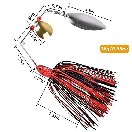 Fishing Lures Spinnerbait, Bass Fishing Lure Spinner Baits Kit Hard Metal Multicolor Buzzbait Spinnerbait Jigs for Bass Pike Trout Salmon - color: 6pcs Spinnerbaits