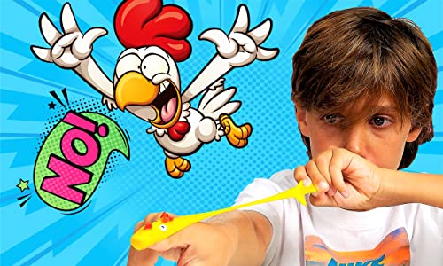 JA-RU Mini Rubber Chicken Slingshot Toy - 1 Pack, 2 Flying Chickens 426-1A | Finger Slingshot Toys for Kids, Funny Chicken Party Favors, Gag Gifts, and Classroom Prizes - color: Sling a Chicken, size: 1 Pack
