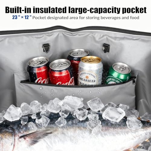 THKFISH Fish Cooler Bag Insulated Fish Kill Bag for Caught Fishing, 70in Waterproof Fishing Catch Bags with Smooth Water-Resistant Zipper Keep Ice-Cold & Fresh Over 48H - color: BLUE--70"*28.5"*11.5"