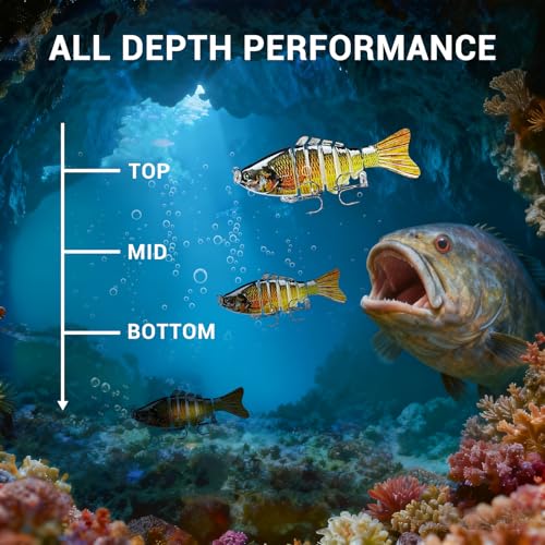 Keenjorika Fishing Lures Multi Jointed Fish Fishing Kits, Slow-Sinking Lifelike Segmented Swimbait Crankbaits, Realistic Swimming Action for Bass, Trout, Pike & Walleye, Freshwater and Saltwater - color: 5 Pack-Style 2