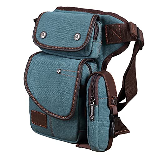 Canvas Drop Leg Bag Outdoor Waist Pack for Men Women Tactical Military Motorcycle Bike Cycling Multi-Pocket Waist Fanny Pouch Travel Hiking Climbing Thigh Bag Pocket Lake Blue - color: #05Lake Blue