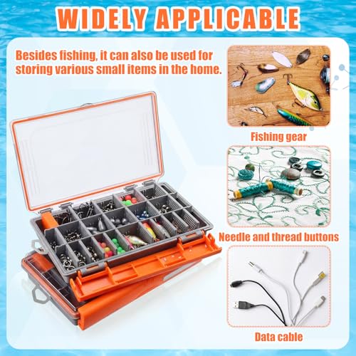 Junkin 6 Pack 3600 Fishing Tackle Boxes Waterproof, High-vis Orange Lure Organizer Trays with Removable Dividers, Airtight Bait Storage Case for Bass Fishing Backpacks & Kayak Gear Accessories - color: Orange, size: 3600