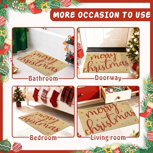 Merry Christmas Doormat Outdoor Indoor Welcome Entrance Door Mat Holiday Floor Mat Front Back Door Winter Non Slip Welcome Carpet Rug Inside Outside Washable Doormat Housewarming Gift - color: Merry Christmas