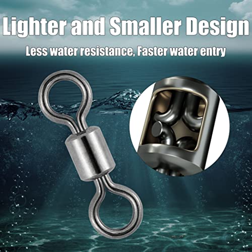 Dr.Fish 50 Pack Fishing Micro Swivels Fly Fishing Rolling Barrel Black Nickel Swivels High Strength Solid Rings Hook line Connector - size: 6mm(6.6LB)-50pk