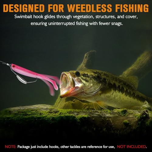 Dovesun 12PCS/44PCS Weighted Swimbait Hooks Weighted Fishing Hooks Saltwater Freshwater Worm Weedless Hooks for Bass Fishing 3/0 4/0 5/0 - color: Weighted Hooks, size: Size4/0-Weight1/5oz-12pcs