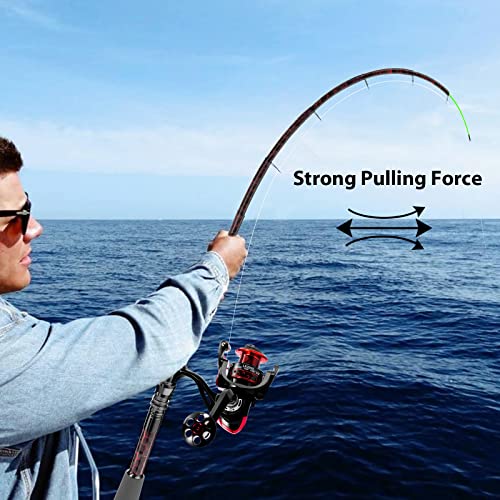 Fishing Rod and Reel Combos, Unique Design with X-Warping Painting, Carbon Fiber Telescopic Fishing Rod with Reel Combo Kit with Tackle Box, Best Gift for Fishing Beginner and Angler - color: Red, size: 3.0 m 9.84 ft (Kit)