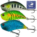 Pristis Jig Head Fishing Lures for Freshwater Saltwater, Weedless Swim Jig Teasers with Sharp Hooks & Exquisite Coating, Pre-Rigged Vibrating Swimbaits Kit Gear for Bass Crappie Walleye Trout Pike - color: 3 pcs Lipless Crankbaits Dark Set