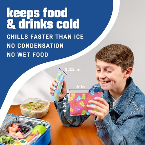Fit & Fresh Cool Coolers 2 Pack Soft Ice for Lunch Bags, Flexible Stretch Nylon, Durable, Reusable Lunch Box Ice Packs, Soft Ice, Reusable Freezer Packs, Lunch Ice, Easy to Clean, Gummy Bears - color: Gummy Bears (2 Pack), size: Standard
