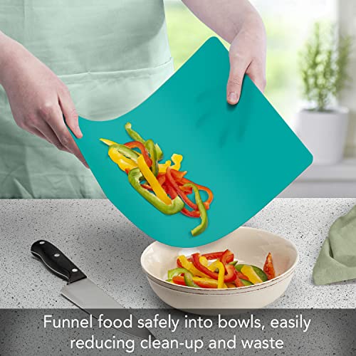 Cut N' Funnel Multi-Color Flexible Plastic Cutting Board Mats 4 Pack Made in the USA Colored Coded, BPA Free, 11.5” x 15”
