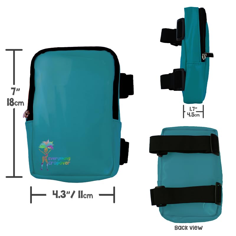Glossy Thigh Bag | Leg Harness for Women | Outdoor Leg Pouch | Carnival Hiking Travel Fanny Pack with Adjustable Straps | Teal - color: Teal