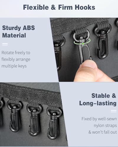 Uniclife Portable Zippered Key Case Waterproof and Fireproof Key Organizer with 54 Colorful Key Tags and Hooks Key Storage Book for Offices Real Estate Agencies Hotels and Rental Management - color: Black, size: 54 Keys