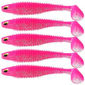 MAFIMOEA 40/30/25Pcs Paddle Tail Swim Baits Lures Fishing Soft Plastic Lure Kit for Bass Trout Walleye Crappie 6.5cm 7.5cm 10.5cm - color: Pink, size: 4.13IN/10.5CM - 20PCS