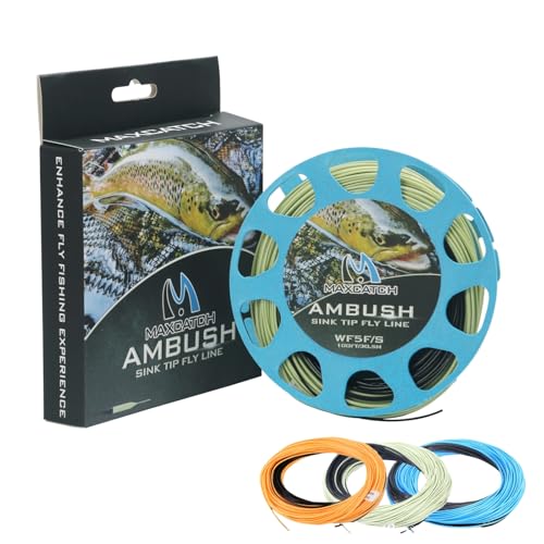M MAXIMUMCATCH Maxcatch Sinking Tip Fly Line Weight Forward Fishing Line, 3ips/6ips, 4/5/6/7/8 F/S - color: Lemon Green/Black, 3ips, size: WF-6F/S