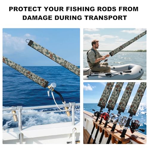 Neoprene Camo Fishing Rod Sleeves,Fishing Pole Sleeves,Fishing Rod Socks | UV Resistance,Puncture Resistant, Protect Casting, Spinning, Trolling Fishing Rods, Storage, tangled-free,75in,68in,60in - color: 2-Digital Camo, size: 69"