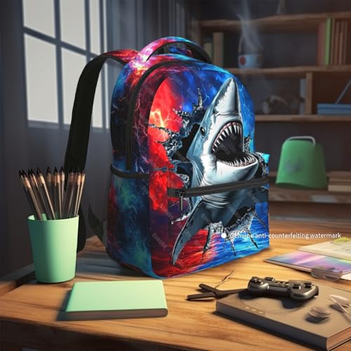 Shark Backpack for Boys Blue Ocean Animal Schoolbag for Teenage Girls Kids Cute Children Lightweight Waterproof Adjustable Book Bag for Preschool Kindergarten Bookbags Nursery Daycare - color: Shark 01