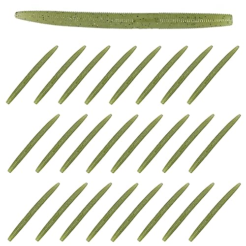 Reaction Tackle Wacky Worms, 5.5 Inch Salt Impregnated Soft Plastic Stick Bait Bass Fishing Lures for Finesse, Wacky, Neko, Texas and Carolina Rigs, 24 Pack - color: Baby Bass