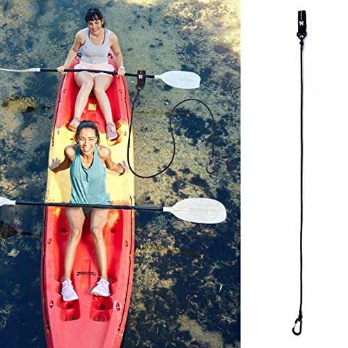 Kayak Paddle Leash, Paddle Leash Lightweight Coiled Kayak Rod Leashes for SUP Kayaking Canoing Fishing Boating - color: Black -1 Pack