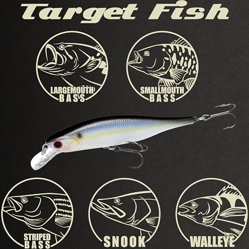 LUCKY CRAFT Lightning Pointer 98XR, Freshwater Bass Fishing Lures and Walleye Fishing Lures, 4" Slow Sinking Jerkbait, 6-7ft Depth, Largemouth Smallmouth, Tournament Fishing Gear - color: 183 Pearl Threadfin Shad