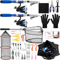 51 Pcs Fishing Rods Combo 6.89ft Telescopic Freshwater Pole Set with Plier Lip Gripper Lures Carrier Bag Pre Loaded Spinning Reel with Freshwater Rod Reel Kit Father Men Gift - color: Blue