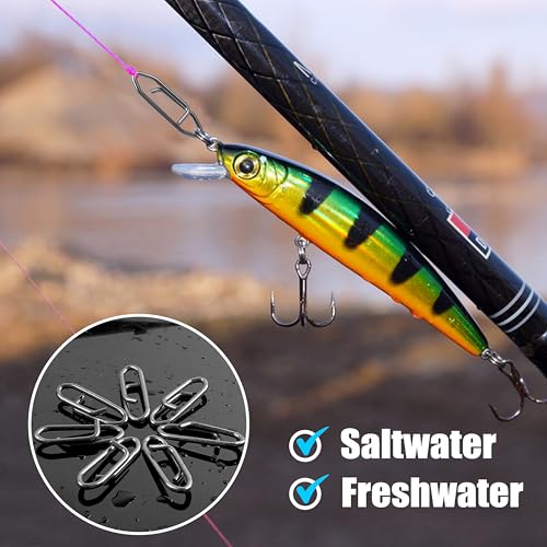 OROOTL Fishing Power Speed Clips Kit, 48/165pcs High Strength Stainless Steel Fishing Snap Lure Clip Quick Change Fishing Snaps Clips Set for Freshwater Saltwater Connector Tackle - style: Clip Kit - 48pcs