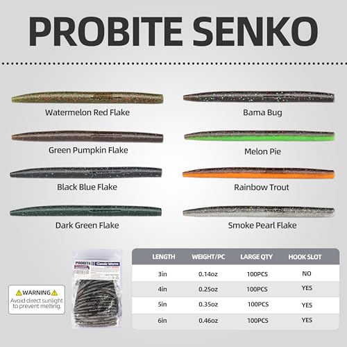 Soft Fishing Worm 100PCS, 3/4/5/6" Mega Value Pack Senko Style Soft Lures for Bass, Plastic Worm Stick Baits, Multicolor, Cost-Effective Fishing Gift - color: Black Blue Flake, size: 6"