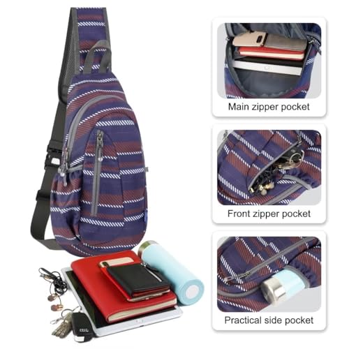 TITECOUGO Small Sling Bag, Lightweight Crossbody Backpack for Men Women, Shoulder Bag for Sports and Outdoor - color: Mix-stripe Pattern