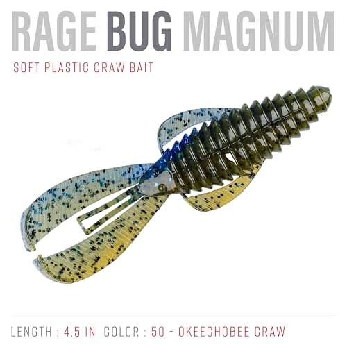 Strike King Rage Bug Fishing Lure, Soft Plastic Grub, Unique Design, Subtle Action - color: Okeechobee Craw