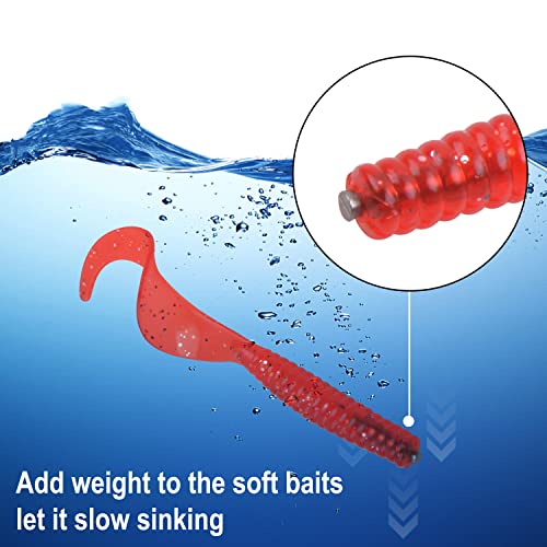 Shaddock Fishing Tungsten Nail Weights, 15pcs Wacky Worm Weight Insert Pencil Sinker Weight for Bass, Carolina Rig, Texas Rig, Punch Rigs