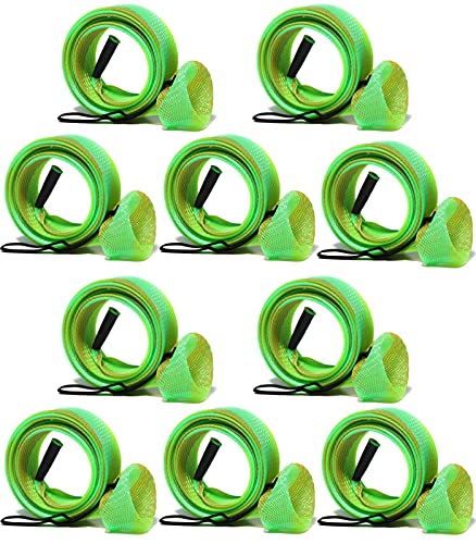 Fishing Rod Sock Mesh Sleeve Rod Cover Braided Mesh Rod Protector Pole Gloves Fishing Tools for Fly, Casting, Sea Fishing Rod - color: Green Gold Color Set (10pc)