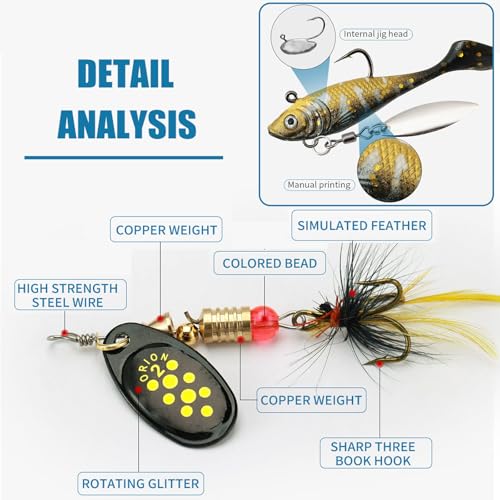 Fishing Spinner Lures Kit 10/15/16/20PCS, Inline Spinner Baits with Treble Hooks and Feather Tails, Metal Fishing Lures for Trout Bass Salmon Panfish, Multi-Color Freshwater Fishing Tackle Set - size: 20PCS/Premium Set