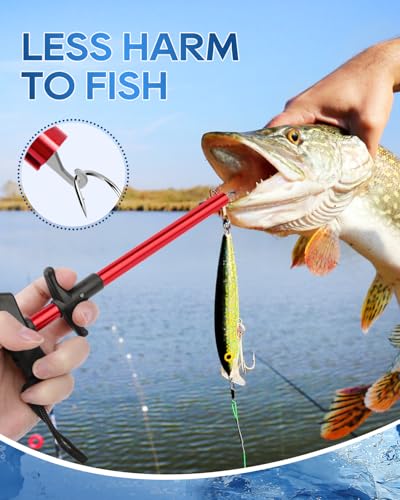 UCEC Fish Hook Remover Tool, Dehooker Tool Fishing, Squeeze-Out Hook Remover Tool Fishing, Fast Decoupling Securely, Pro Fishing Hook Remover Extractor, Aluminum Easy Reach and Portable, 2Pcs - size: Large