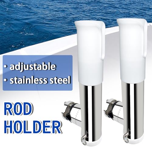 Made 2Pcs Stainless Clamp on Fishing Rod Holder, 316 Stainless Tournament Style Clamp on Fishing Rod Holder, Portable Fishing Pod Rack (White) - color: White