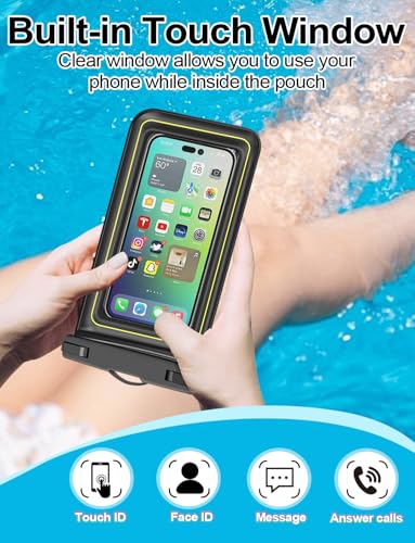 Famoby 4 Pack IP68 Waterproof Phone Pouch (2 Pack Floating and 2 Pack Sinking Waterproof Phone Pouch) Adjustable Neck Lanyard Dry Bag for Apple iPhone,Samsung,and up to 8.5" Black,White - color: 2 Pack Floating and 2 Pack Sinking