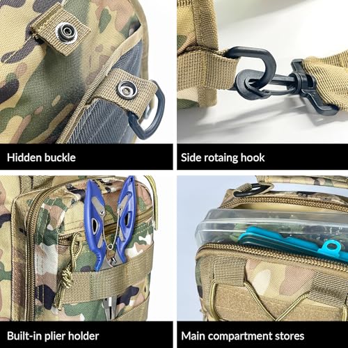 Fishing Backpack Fishing Tackle Storage Bag with Rod Holder Sling Storage Backpack for Outdoor Hiking Travel Hunting