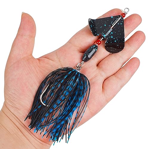 Spinnerbait Fishing Lures Kit Set, 6pcs Bass Fishing Buzzbait Multicolor Bass Trout Salmon Metal Spinner Baits Swim Jigs Freshwater Saltwater Fishing - color: Style B-6pcs