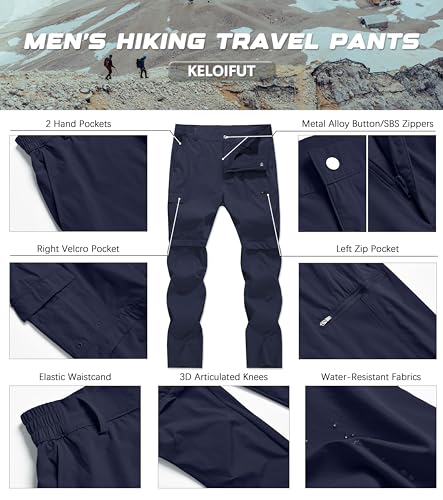 Men's Convertible Hiking Pants Zip Off Quick Dry Lightweight Safari Travel Camping Fishing Cargo Outdoor Pants - color: Navy, size: 30