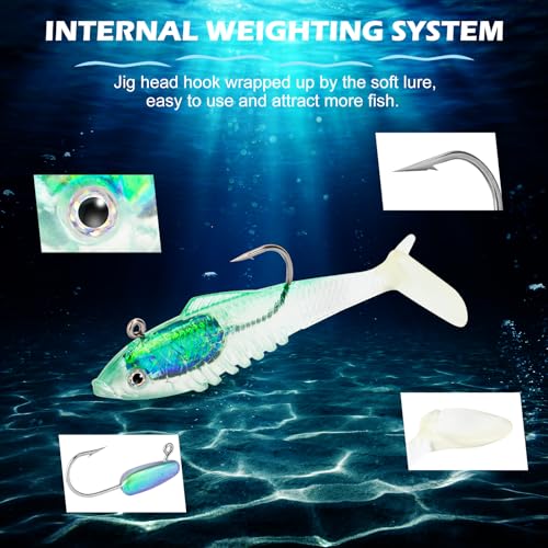 Syosisny 6-Piece Soft Fishing Lure Set, Realistic Bionic Swimbait for Bass, Trout, Saltwater & Freshwater Fishing Lures, Durable Fishing Gear Accessories - size: 3.15