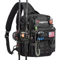 Piscifun Fishing Tackle Backpack, Convertible Sling or Waist Pack, 16-Pocket Storage Gear Bag with 2 Rod Holders & Rain Cover - color: Black