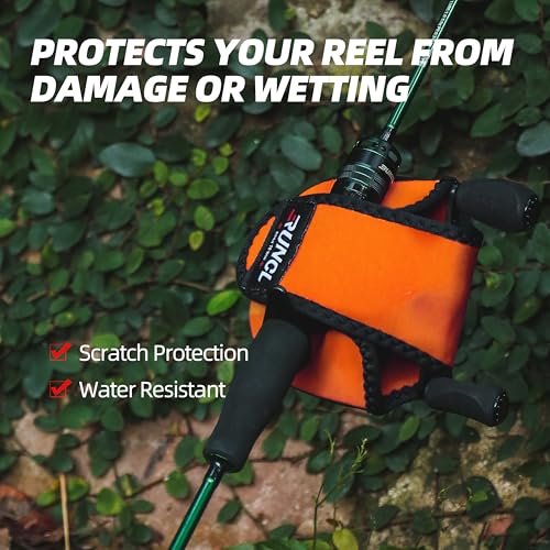 RUNCL Baitcasting Reel Bag – Protective Storage Pouch for Baitcasting Reels & Spinning Reels, Lightweight & Durable, Ideal for Freshwater & Saltwater Fishing Trips (orange& Black) - color: B-orange& Black