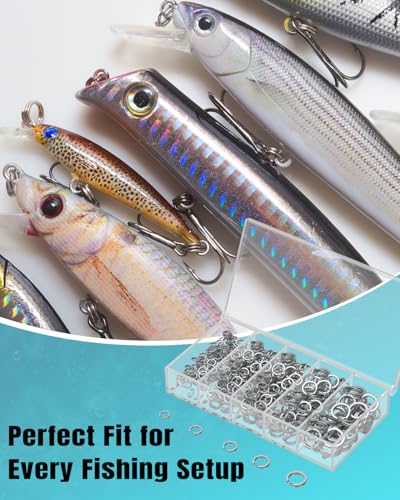 Pawfly 250 Pcs Split Rings and Split Ring Pliers, 5 Sizes Fishing Split Rings & Fishing Pliers Kit for Fishing, Fishing Lure Connectors, Stainless Steel Split Rings for Saltwater & Freshwater - color: Black