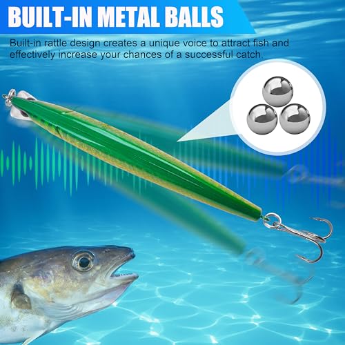 Suspending Jerkbait Fishing Lures, Minnow Lures Jerk Bait Bass Fishing Bait with Treble Hook Artificial Floating Jerkbait for Bass Trout Pike Walleye Freshwater Saltwater - color: Type A:8pcs-3.8in/0.27oz